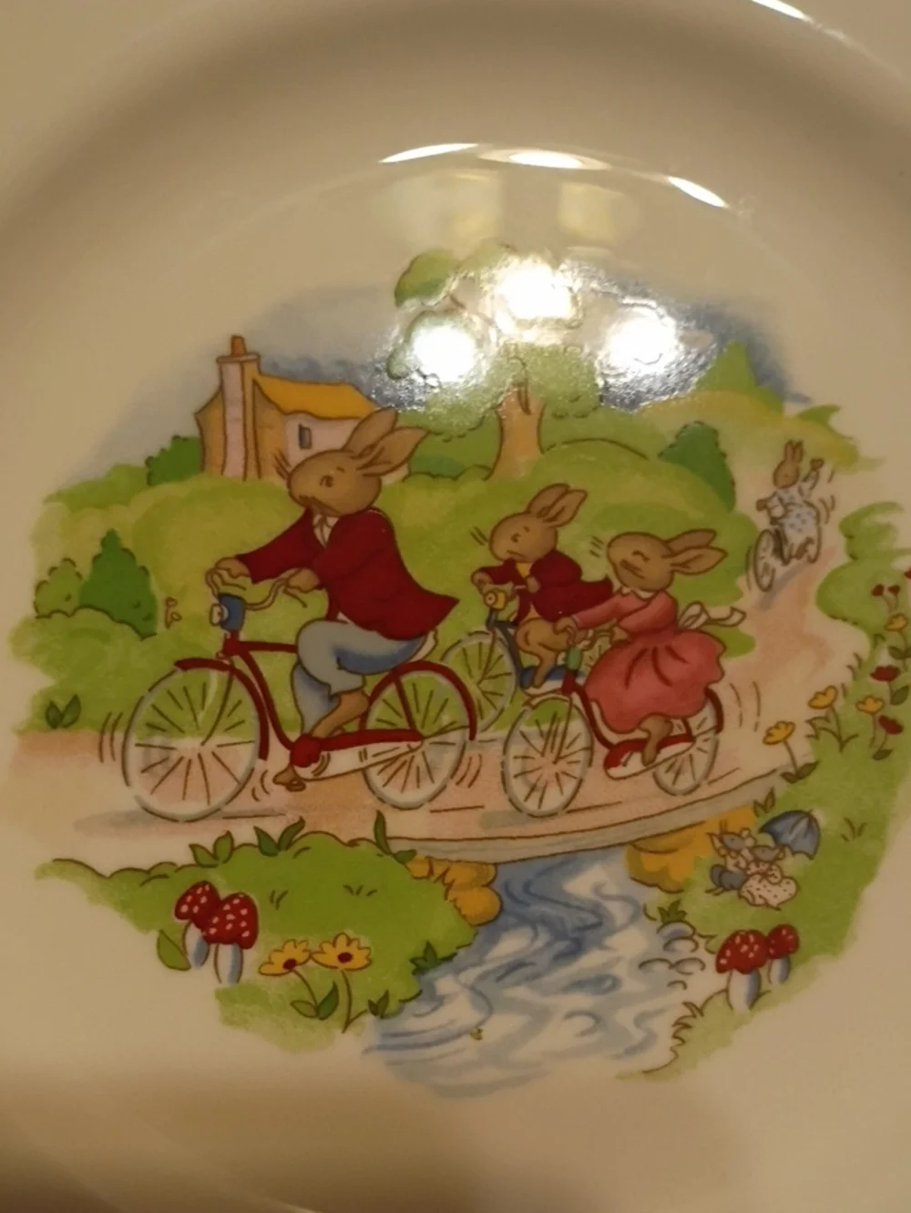 2 Royal Doulton Cream and Brown Bunny Family Children's Plates